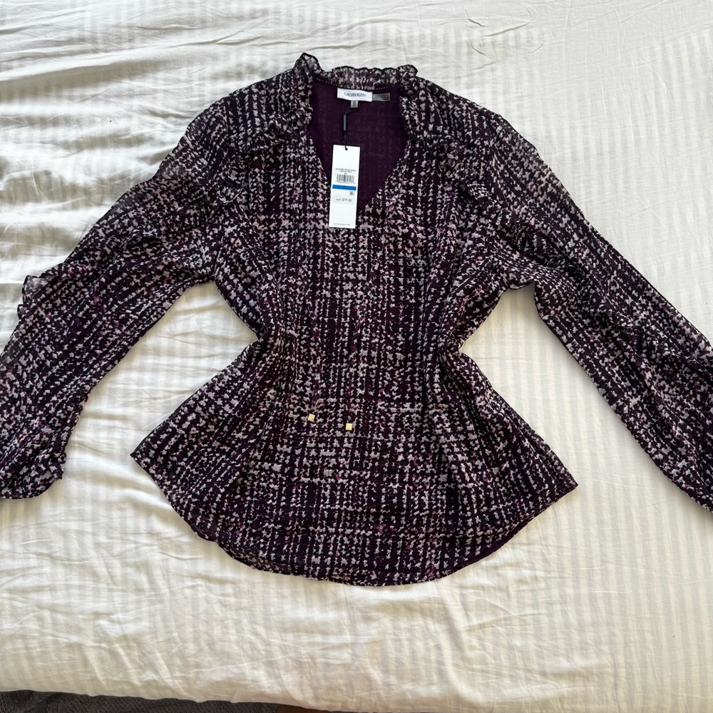Calvin Klein Purple print flowy top